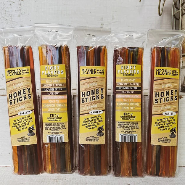 Honey Sticks Single Variety Pack! 2 of each - Wildflower, Grandma's Caramel, Brownie Batter, Blackberry, Watermelon Candy, Cinnamon, Lemon Tart!