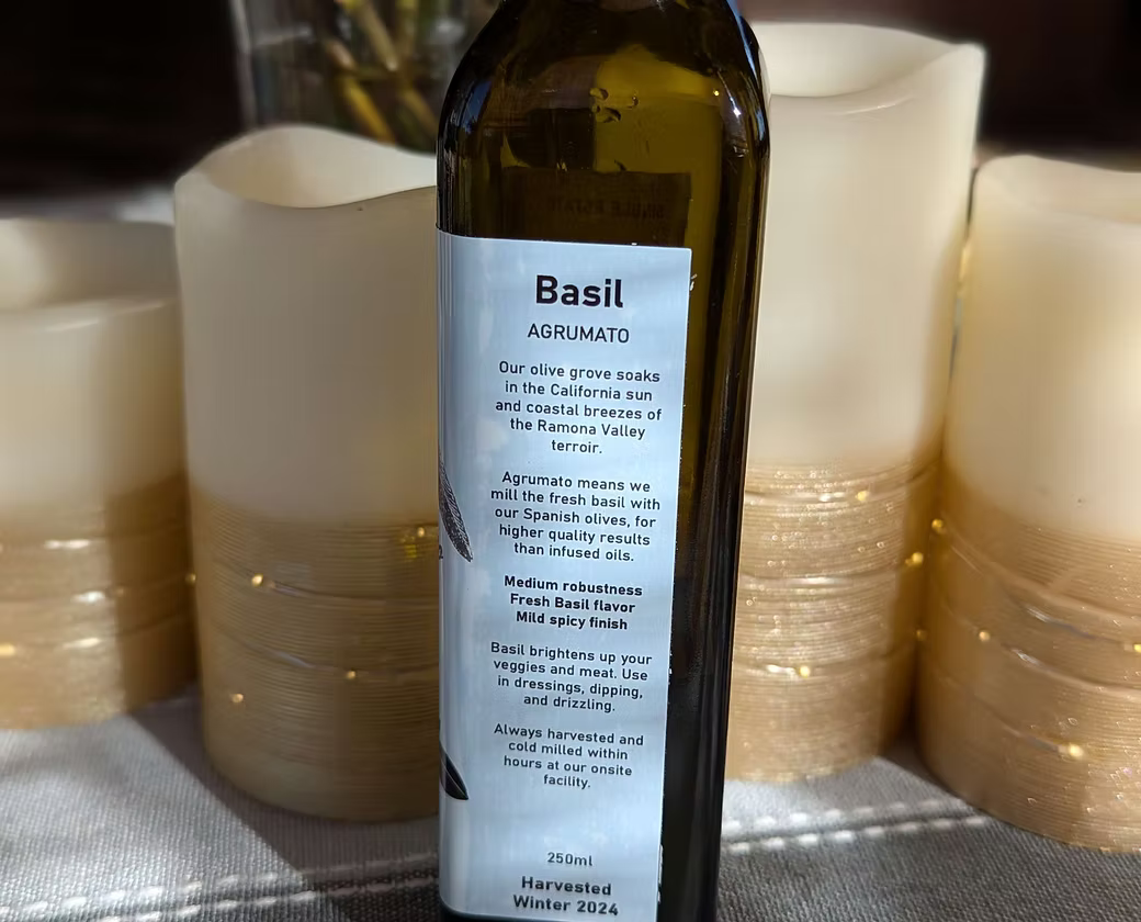 Organic Basil Olive Oil - Single Bottle 250ml - 2025 Harvest