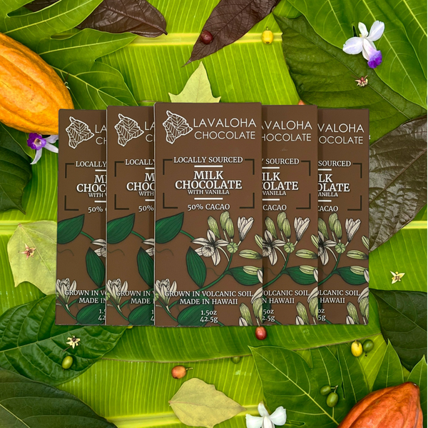 50% Milk Chocolate with Hawaiian Vanilla – Handcrafted with Local Cacao & Vanilla (1.5oz)