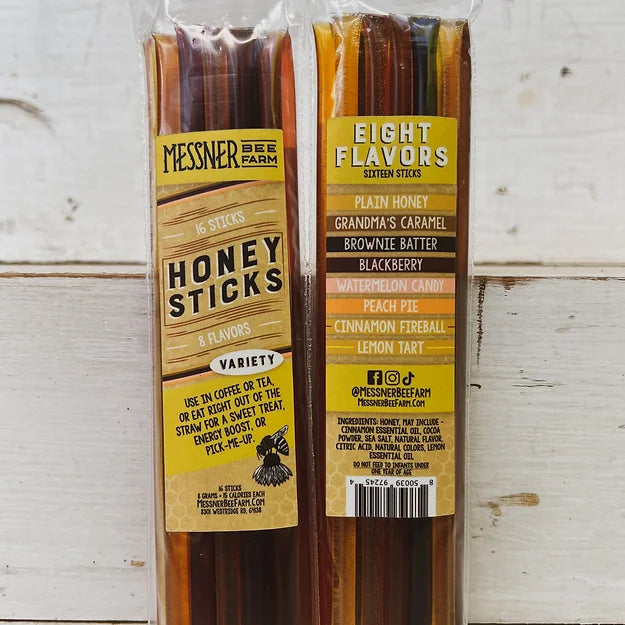 Honey Sticks Single Variety Pack! 2 of each - Wildflower, Grandma's Caramel, Brownie Batter, Blackberry, Watermelon Candy, Cinnamon, Lemon Tart!