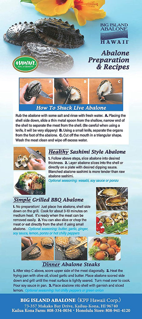 Kona Japanese Abalone Size 3 (9 to 11pcs/LB), 1LB