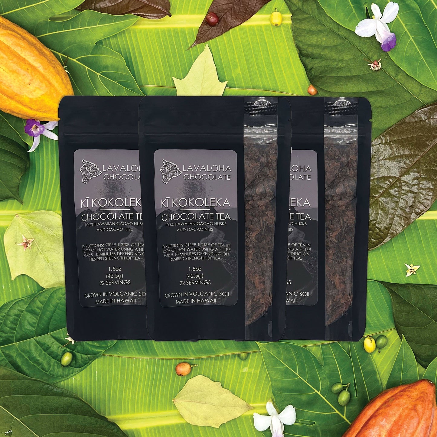 Kī Kokoleka – Hawaiian Roasted Cacao Tea with Cacao Husks & Nibs (1.5oz, ~22 Servings)